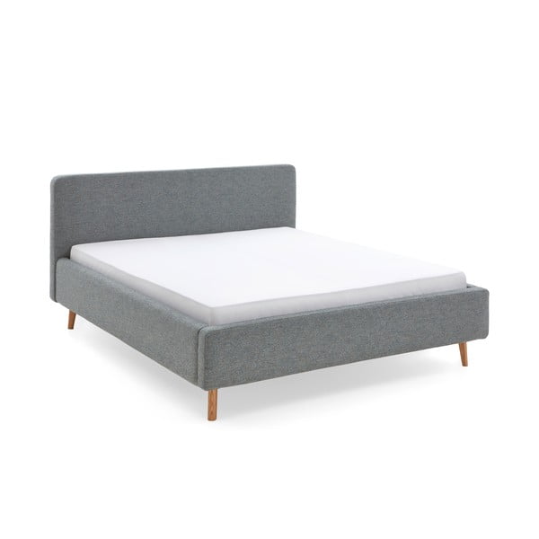 Plavi/sivi tapecirani bračni krevet s prostorom za pohranu s podnicom 160x200 cm Mattis – Meise Möbel