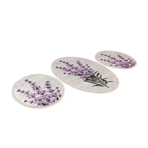 Ljubičaste/bež kupaonske prostirke u setu 3 kom 60x100 cm Lavender – Foutastic