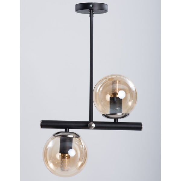 Crna stropna svjetiljka sa staklenim sjenilom ø 15 cm Libra – Squid Lighting