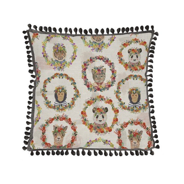 Jastuk s dodatkom lana Really Nice Things Floral Monkey, 45 x 45 cm-image-2