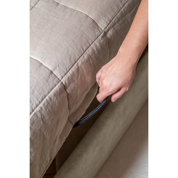 Bež tapecirani krevet za jednu osobu s prostorom za pohranu s podnicom 90x200 cm Dreamy Aurora - Miuform-image-3