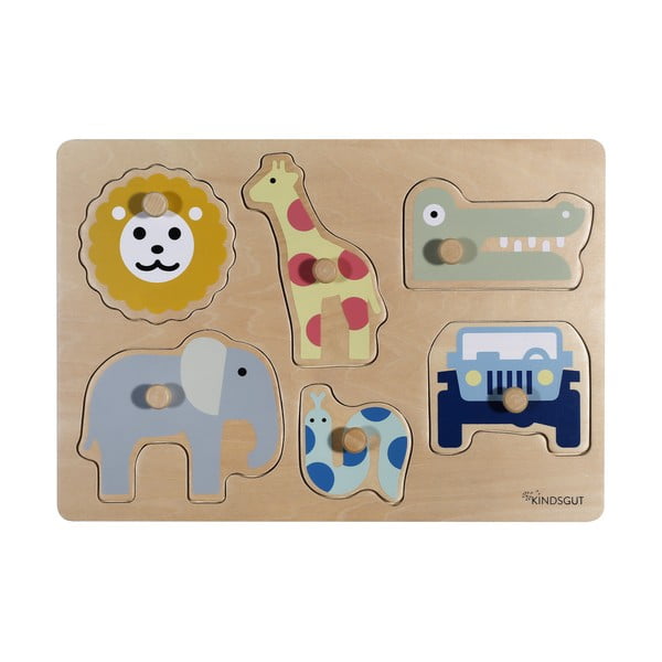 Drvena reljefna puzzle (broj komada 6 kom) Safari – Kindsgut