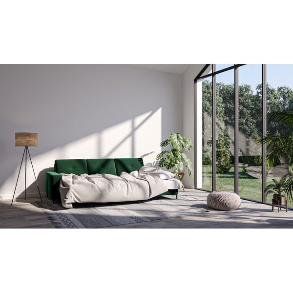 Tamnozelena baršunasta kutna garnitura Ghado Moor, desni kut-image-1