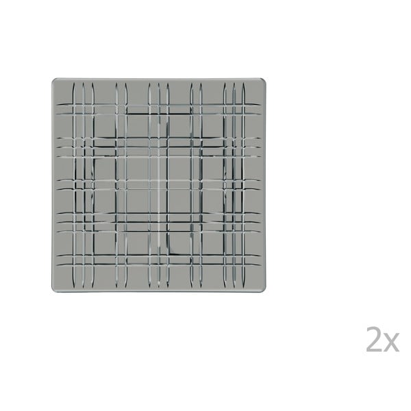 Set od 2 siva kvadratna tanjura od kristalnog stakla Nachtmann Square Platter Smoke, 21 x 21 cm