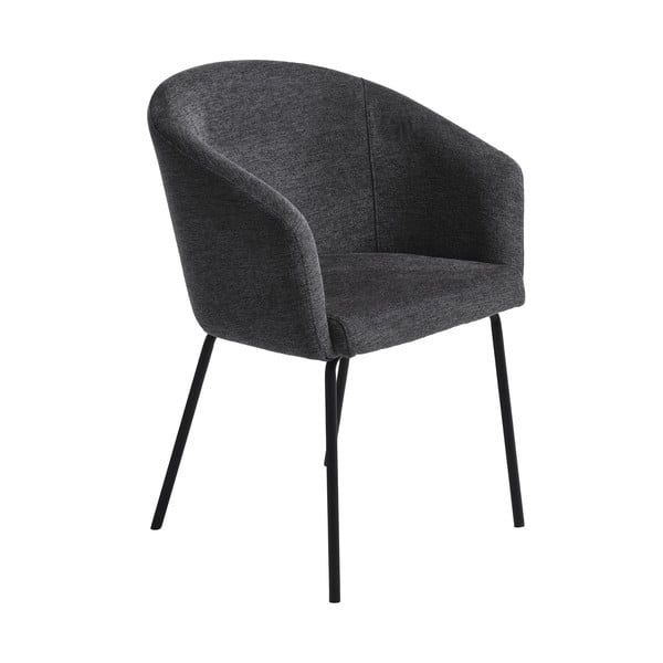 Tamno siva podstavljena blagovaonska stolica s naslonima za ruke Easton – Unique Furniture