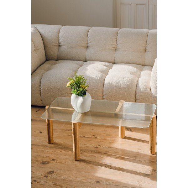 Stolić za kavu sa staklenom pločom stola u prirodnoj boji 55x105 cm Kob – noo.ma-image-1