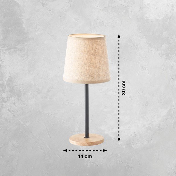 Crna/u prirodnoj boji stolna lampa s tekstilnim sjenilom (visina 30 cm) Eve – Fischer & Honsel-image-1