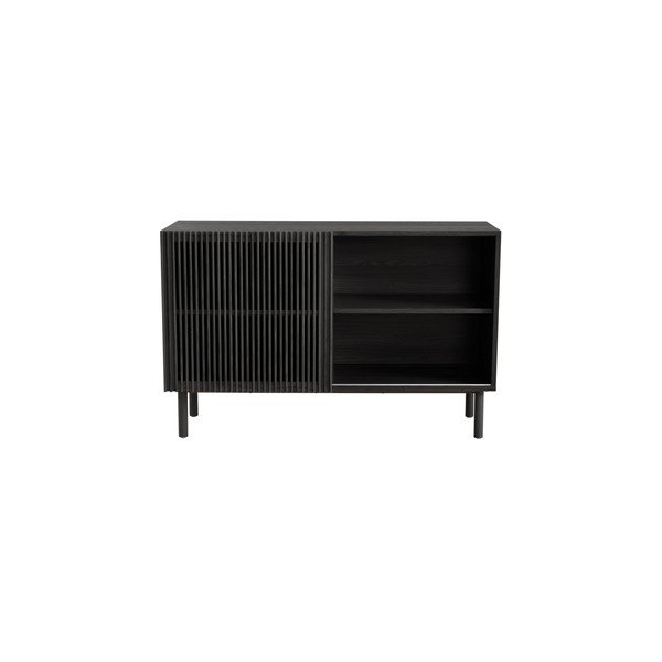 Crni ormarić u dekoru jasena s kliznim vratima 124x80x45 cm Sion – Jotex-image-4