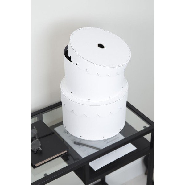 Bijele kartonske kutije za pohranu u setu  2 kom s poklopcem ø 26x17,5 cm Wilma Paper Laminate – Bigso-image-1