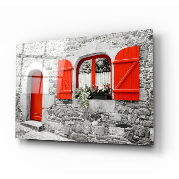 Staklena slika Insigne Red Door and Window