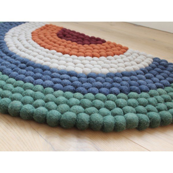 Dječji tepih od vunenih pompona Wooldot Ball Rugs Rainbow Green-image-1