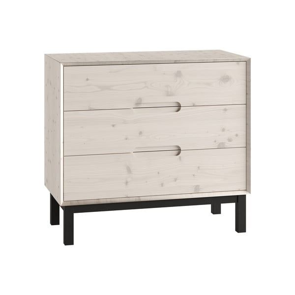 Bijela niska dječja komoda od masivnog bora 100x91 cm Country – Pinio-image-2