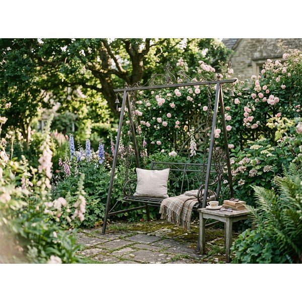 Crna metalna vrtna ljuljačka Kari - Garden Pleasure-image-3
