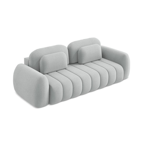 Svijetlo siva sklopiva/s prostorom za pohranu sofa od bouclé tkanine 266 cm Pele – Makamii-image-2