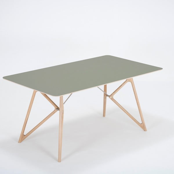 Blagovaonski stol od punog hrasta sa zelenom pločom Gazzda Tink, 160 x 90 cm