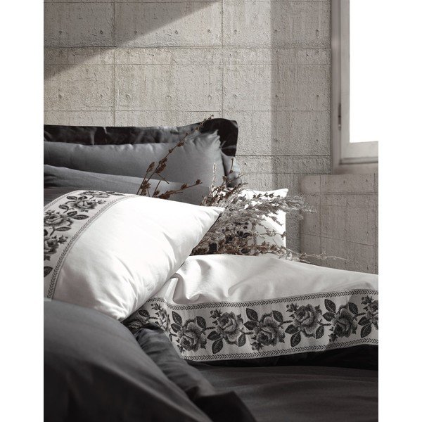 Siva pamučna posteljina s plahtom Cotton Box Rosinda, 200 x 220 cm-image-2