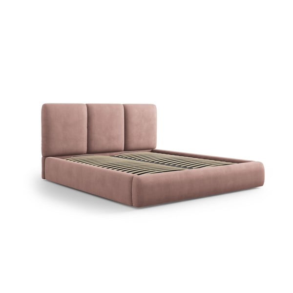 Svijetlo ružičasti tapecirani bračni krevet s prostorom za pohranu s podnicom 160x200 cm Brody – Mazzini Beds