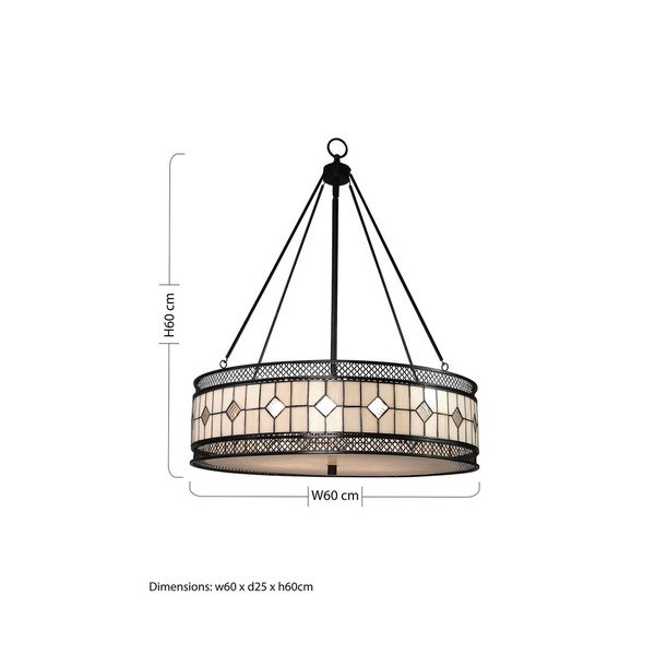 Metalna viseća svjetiljka sa staklenim sjenilom ø 60 cm Waldorf – Premier Housewares-image-4