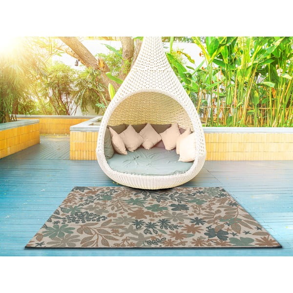 Bež-zeleni vanjski tepih Universal Floral, 77 x 150 cm-image-1