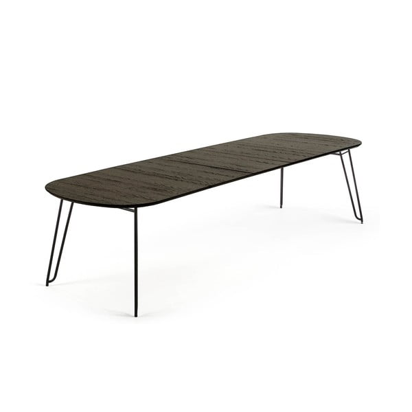 Tamno smeđi proširiv blagovaonski stol s pločom stola u dekoru jasena 100x170 cm Milian – Kave Home-image-2