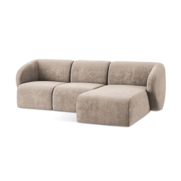 Svjetlo smeđa kutna garnitura od šenila (s desnim kutom/s ležaljkom) Lani – Makamii-image-4