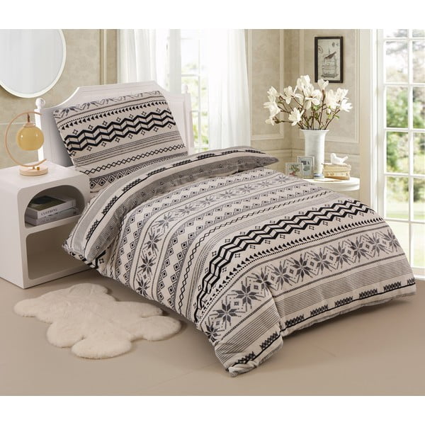Crno-krem posteljina za krevet za jednu osobu od mikropliša 140x200 cm – My House