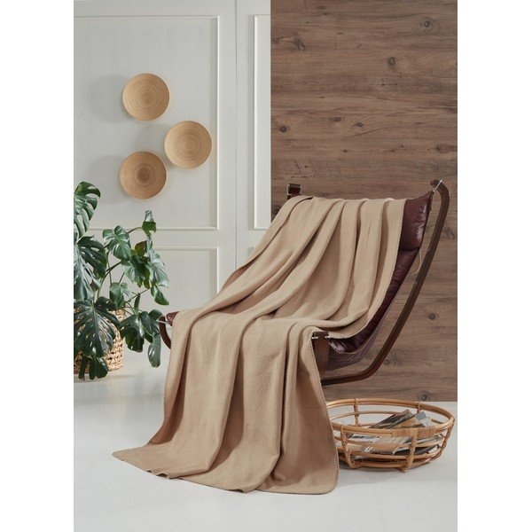 Bež deka od flisa 130x170 cm Brighton – Mijolnir-image-1