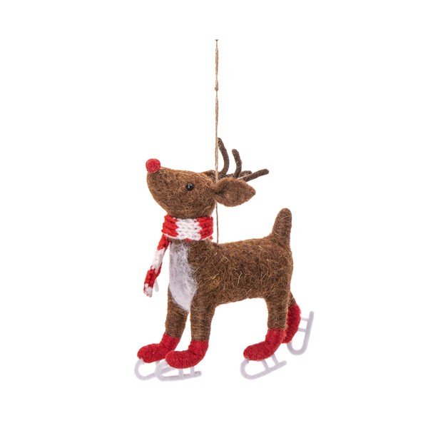 Tekstilni ukas za božićno drvce 13 cm Skating Rudolph – Sass & Belle