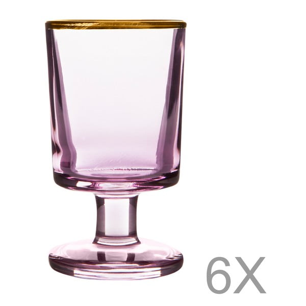 Set od 6 ružičastih čaša sa zlatnim Labana obrubom