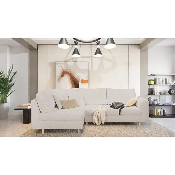 Bež kutna garnitura od bouclé tkanine (s lijevim kutom) Ariella – Ropez-image-1