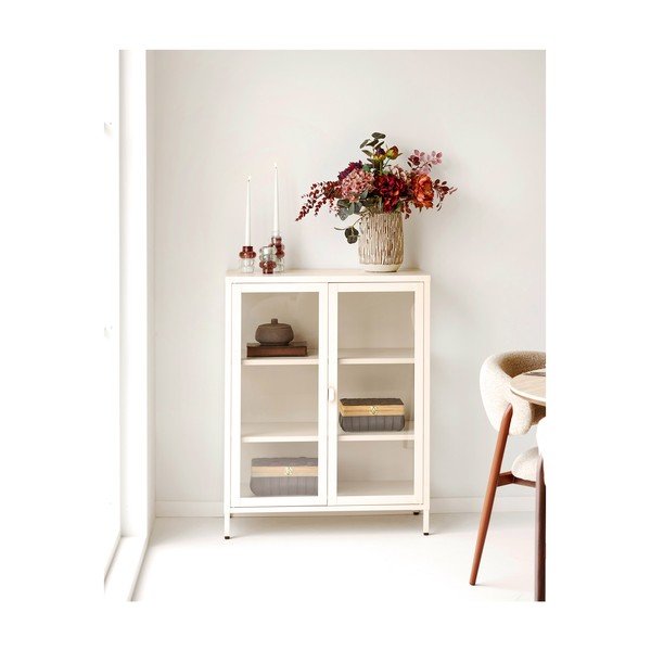 Krem željezna vitrina 80x101x40 cm Brisbane – House Nordic-image-1