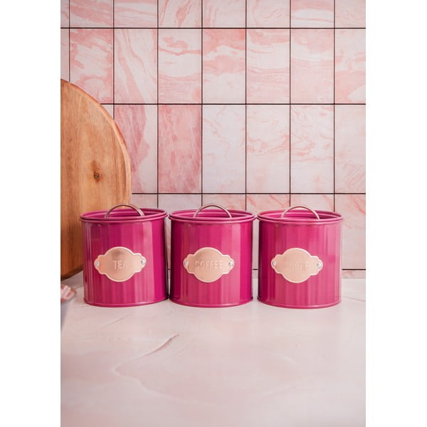 Crvene metalne limenke za hranu u setu od 3 kom - Kitchen Craft-image-1