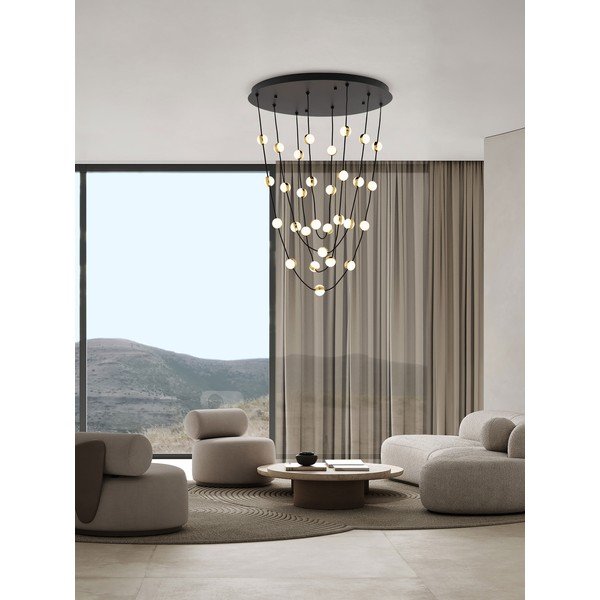 Mat crna LED viseća svjetiljka aluminijska s mogućnosti zatamnjivanja sa sjenilom od akrilnog stakla ø 84 cm Alcinoe – Nova Luce-image-1