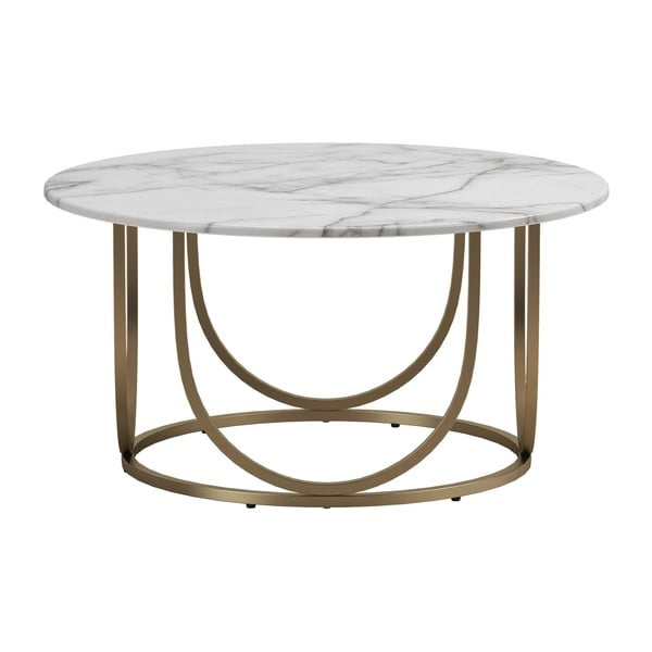 Bijeli/u zlatnoj boji okrugao stolić za kavu u mramornom dekoru ø 79 cm Gwyneth – CosmoLiving by Cosmopolitan