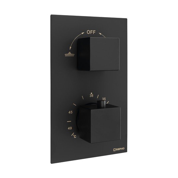 Mat crna ugrađena slavina za tuš (s 2 izlaza) Latus – Sapho-image-1