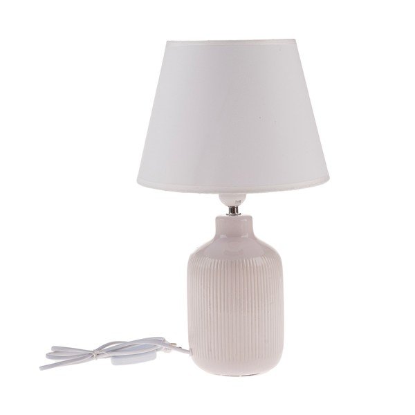 Krem stolna lampa s tekstilnim sjenilom (visina 41 cm) – Dakls-image-1