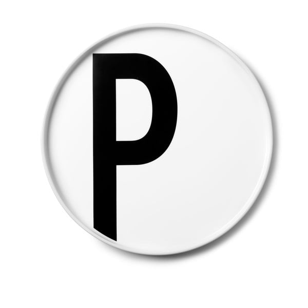 Bijeli porculanski desertni tanjur Design Letters P, ø 21,5 cm