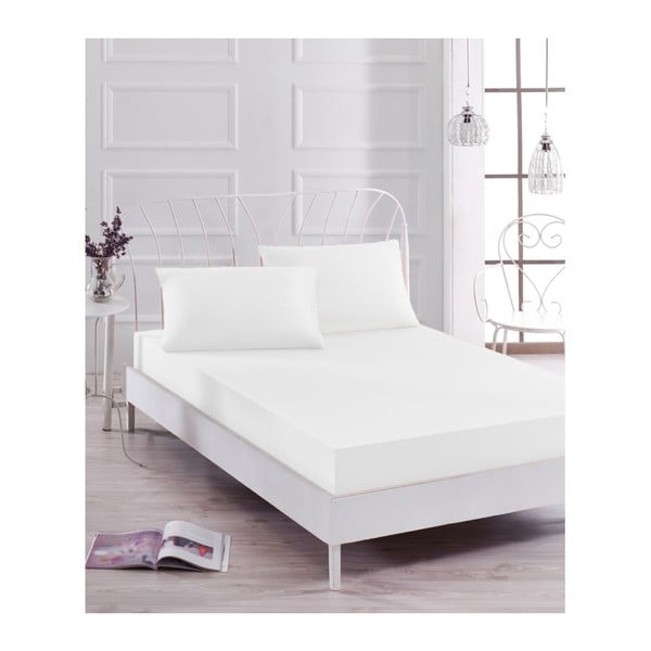 Set od bijele elastične plahte i 2 jastučnice Basso Blanco, 160 x 200 cm