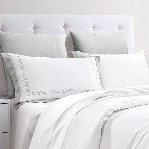 Bijela posteljina za bračni krevet/za produženi krevet od pamučnog satena s uključenom plahtom/6-dijelna 240x220 cm Diana – Mila Home Luxury-image-1