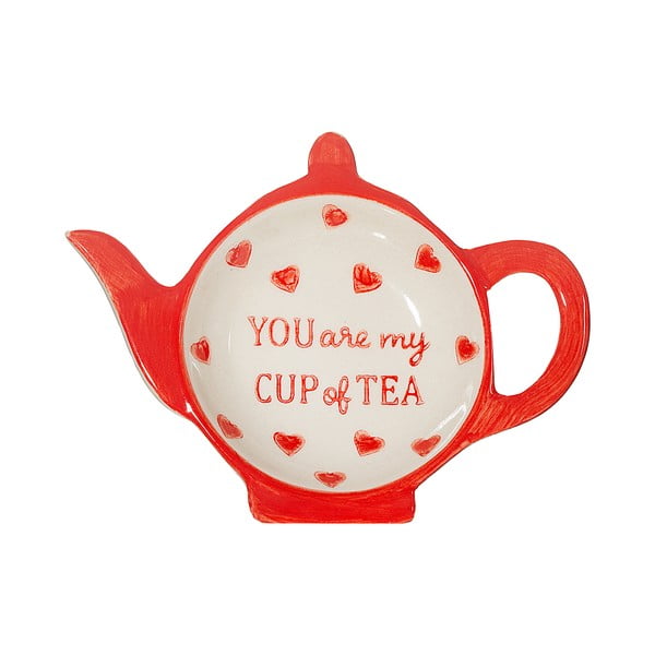 Crveni/bijeli keramički pladanj za vrećice čaja You are My Cup of Tea – Sass & Belle