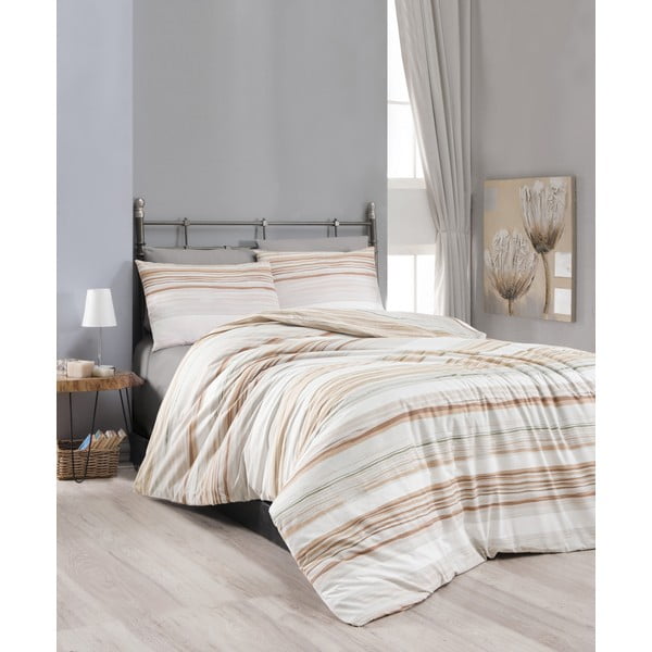 Krem pamučna posteljina za bračni krevet 200x200 cm – Mijolnir