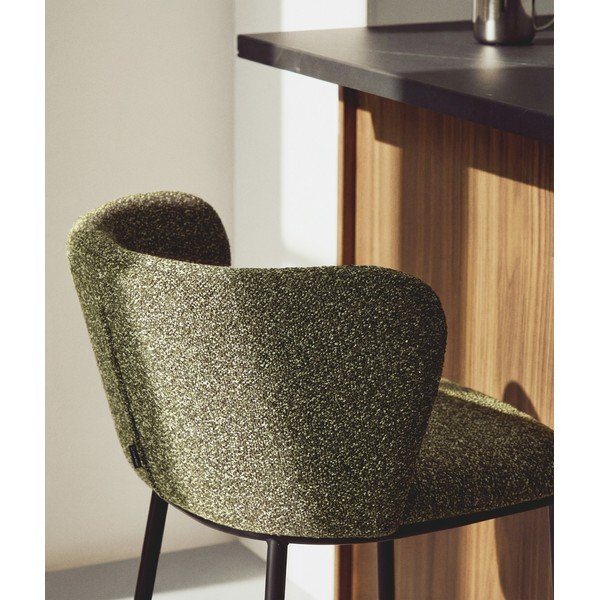 Tamno zelena podstavljena barska stolica (visine sjedala 65 cm) Ciselia – Kave Home-image-2