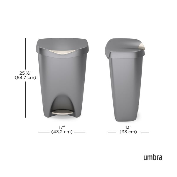 Siva plastična kanta za smeće s pedalom 50 l Brim – Umbra-image-3