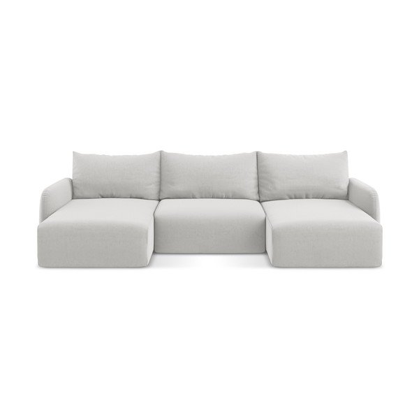 Svijetlo siva baršunasti sklopiva/s prostorom za odlaganje kutna garnitura (u obliku slova "U") Kalena – Makamii