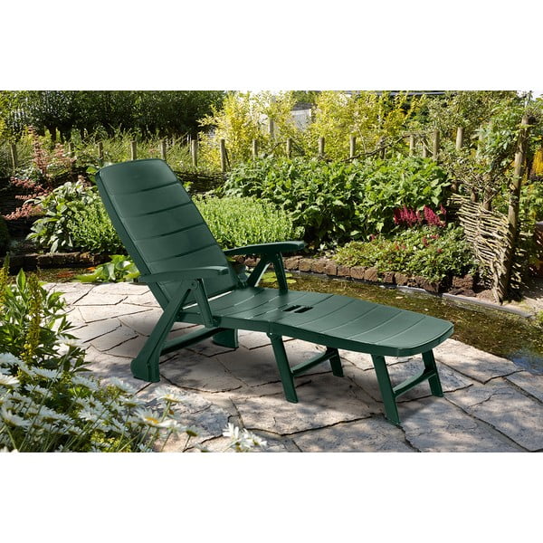 Tamno zelena plastična vrtna ležaljka Roma – Keter-image-1