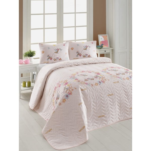 Set prošivenog prekrivača i 2 jastučnice Eponj Home Unicornlar Pink, 200 x 220 cm