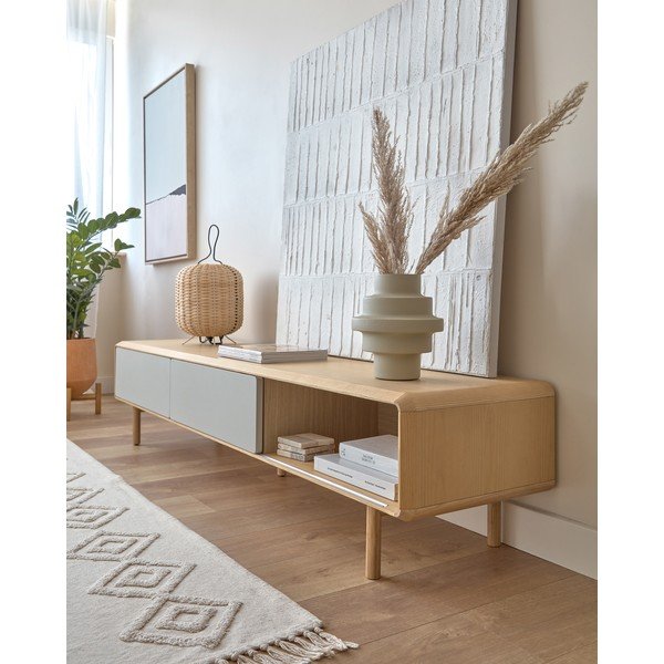 Siva/u prirodnoj boji TV komoda u dekoru jasena 180x41x42 cm Anielle – Kave Home-image-4