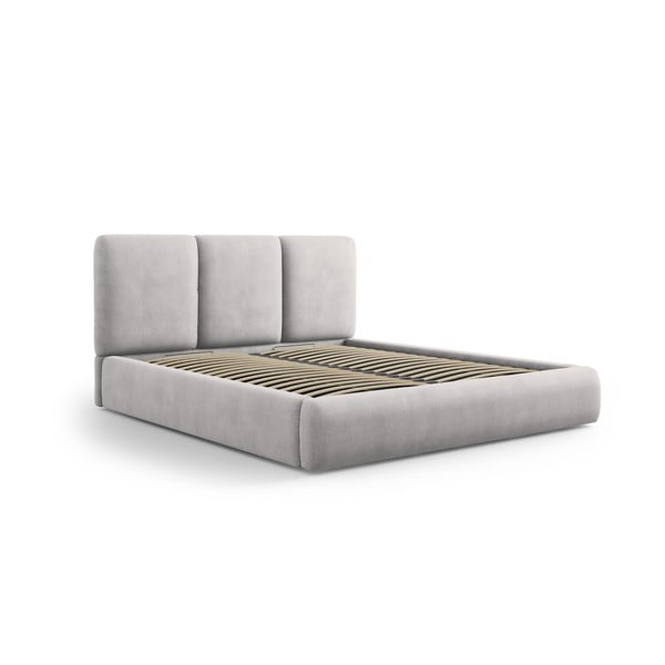 Svijetlo sivi tapecirani bračni krevet s prostorom za pohranu s podnicom 160x200 cm Brody – Mazzini Beds