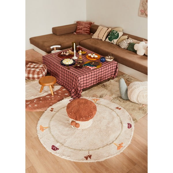 Bež periv/ručno rađen pamučan dječji tepih ø140 cm Chanterelle – Lorena Canals-image-3