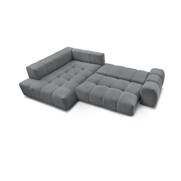 Tamno siva sklopiva/s prostorom za odlaganje kutna garnitura od šenila (s lijevim kutom/u obliku slova L) Everest – Bobochic Paris-image-4